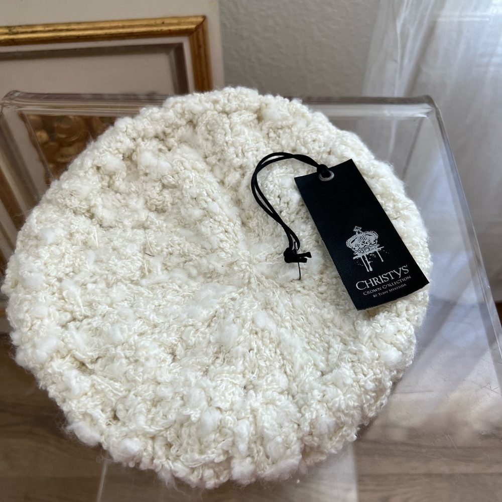 Christys Crown Collection Knitted Beret Ivory